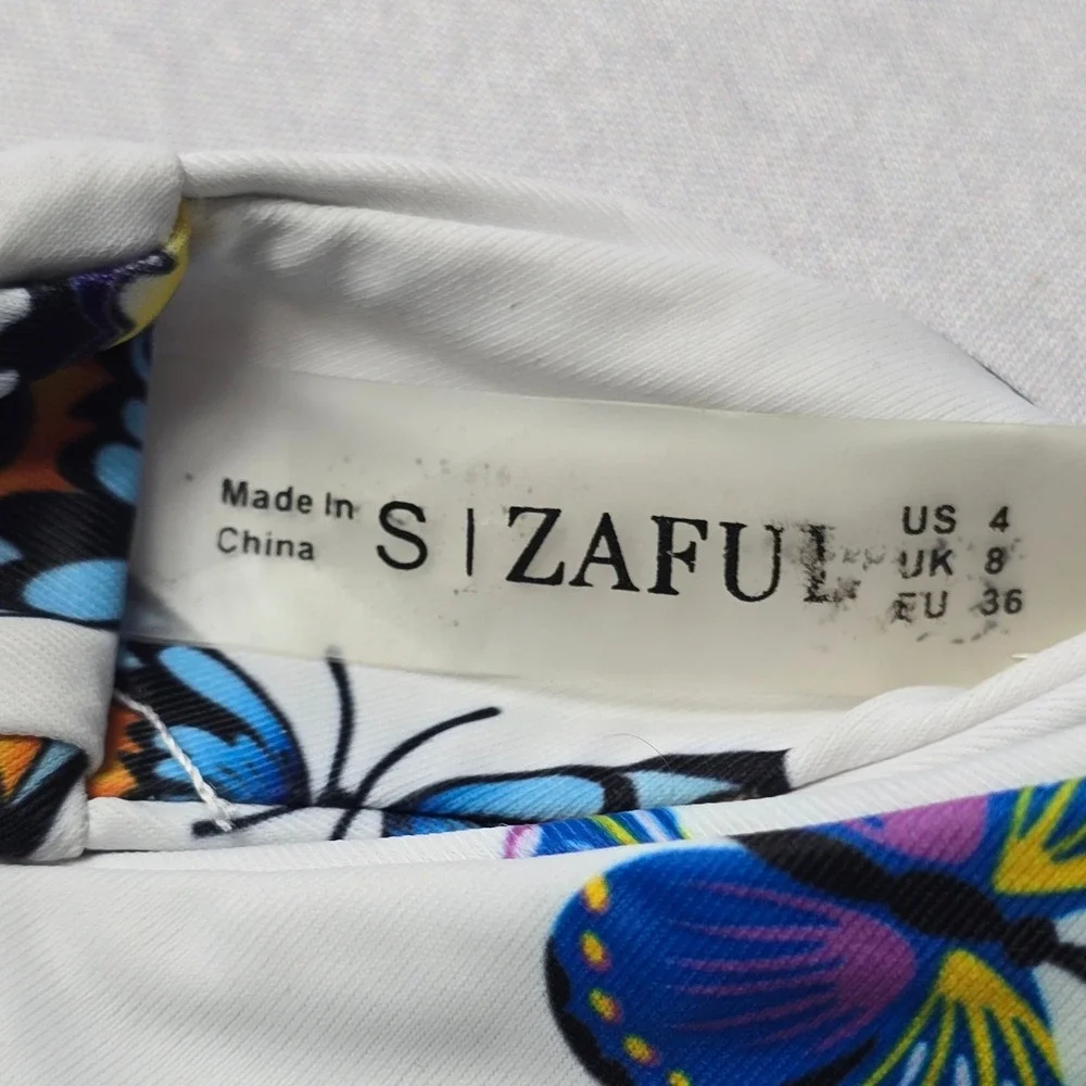 Zaful White Butterfly Thong Swim Beach Cheeky Flirty Boho‎ Bikini Bottom L Large